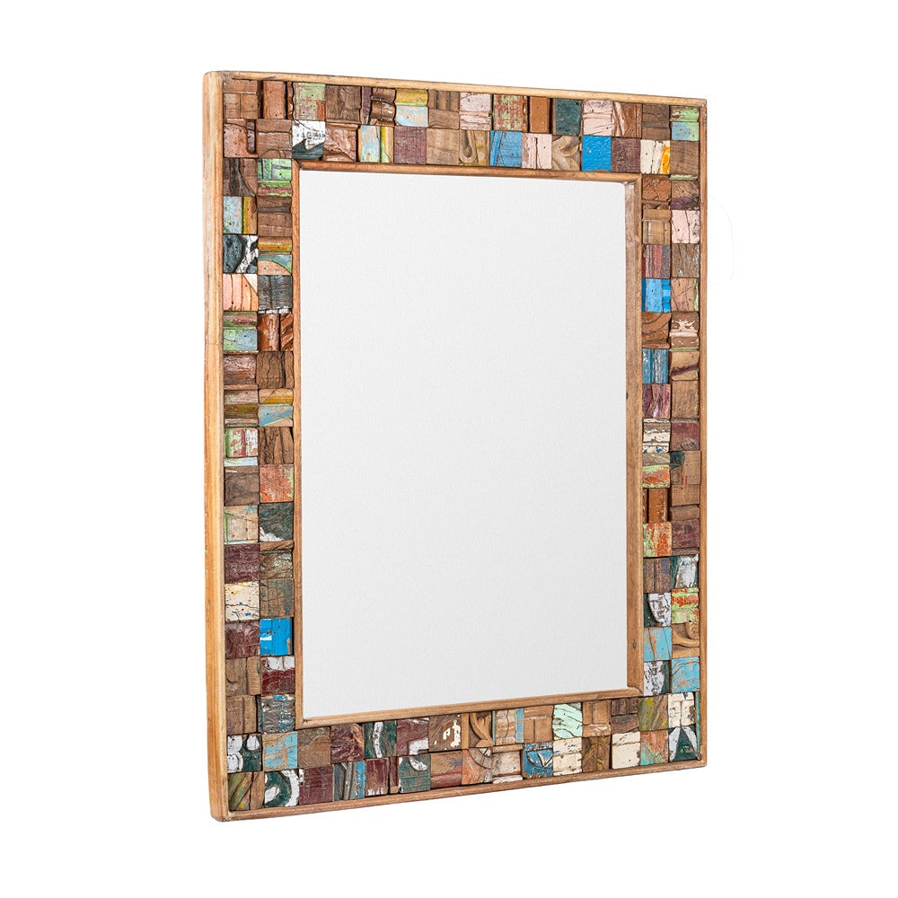 Reclaimed Wood Mosaic Square deals Framed Mirror