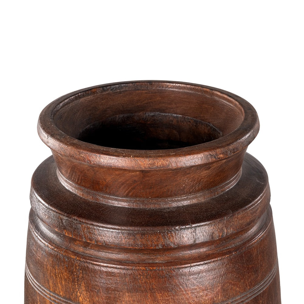 aged natural wood vase