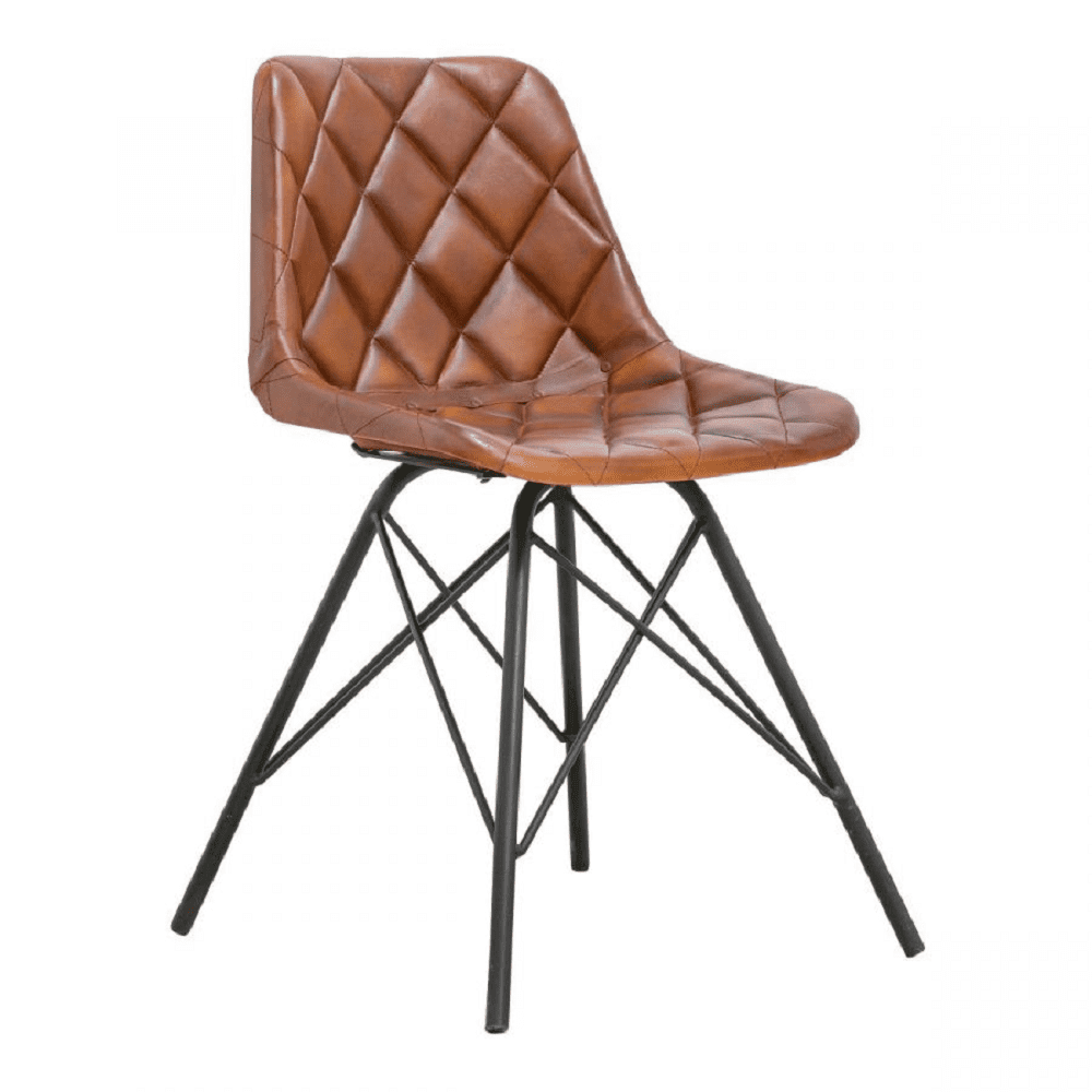 Leather metal dining chair