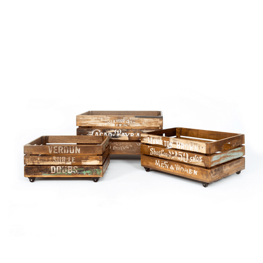 HAMILTON RECLAIMED WOOD crate STORAGE BOXES