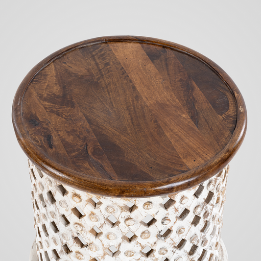 Bradford White Carved End Table