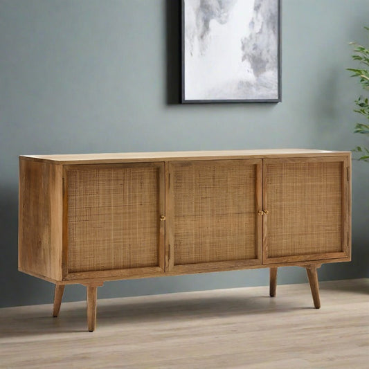 natural sideboard with rattan