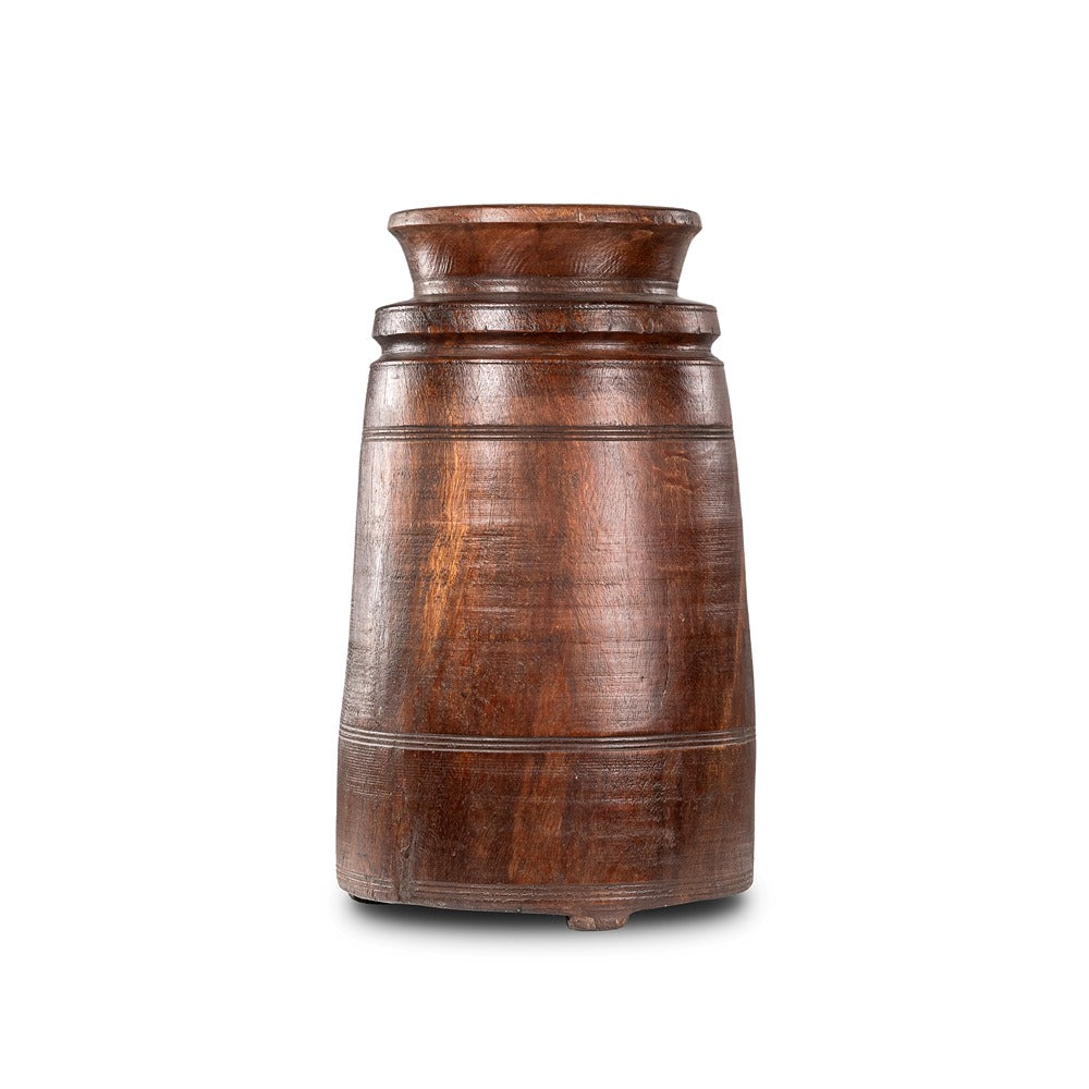 tall antique wooden vase
