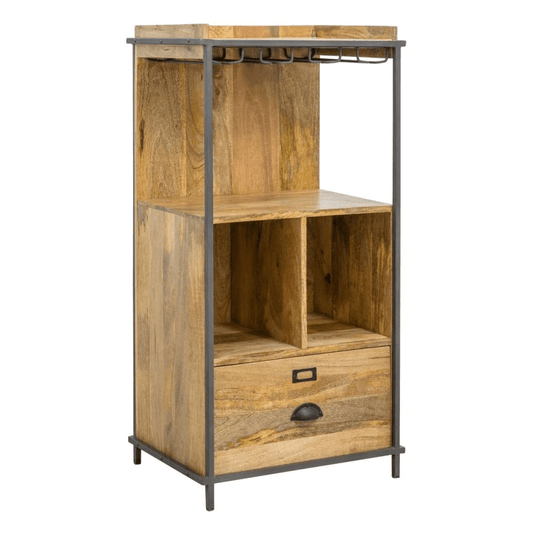 wooden and metal drinks cabinet