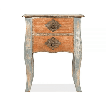 distressed side table with drawer