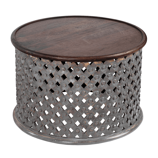 Lattice Design Carved Wood Coffee Table