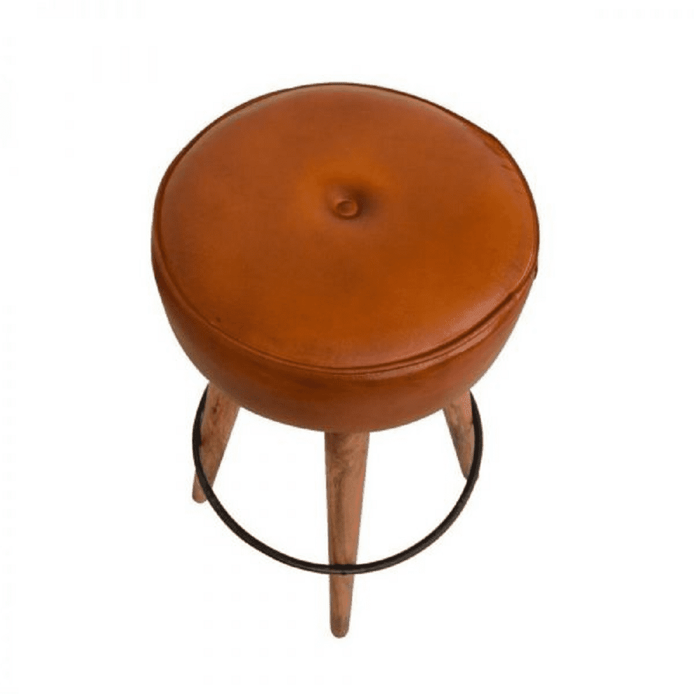 wooden bar stool with leather