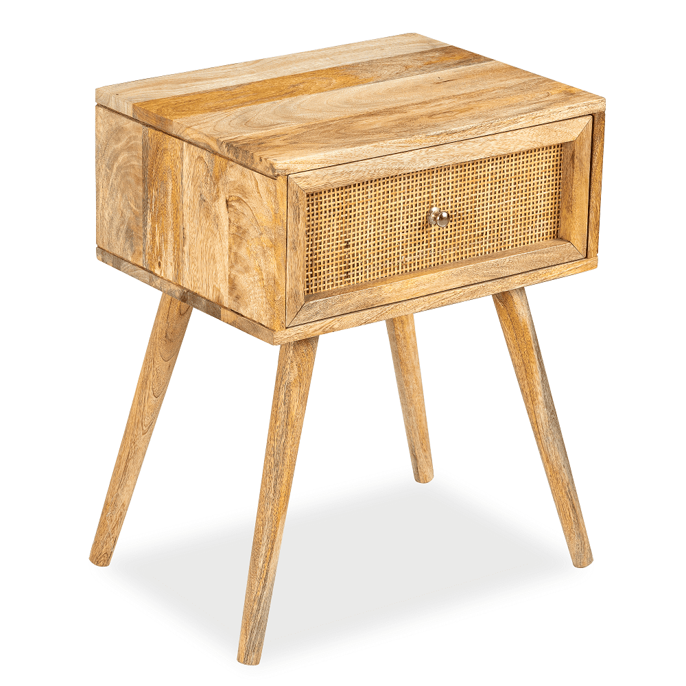 rattan bedside table with drawers