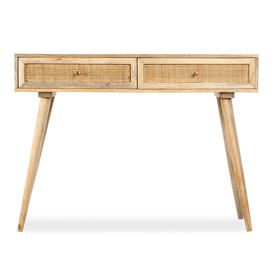 wood and cane console table