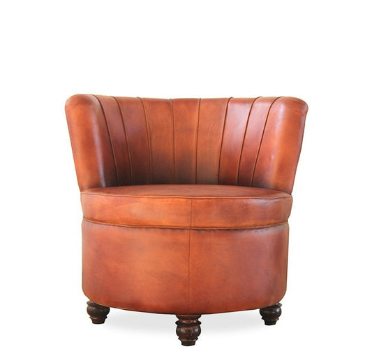 round leather armchair