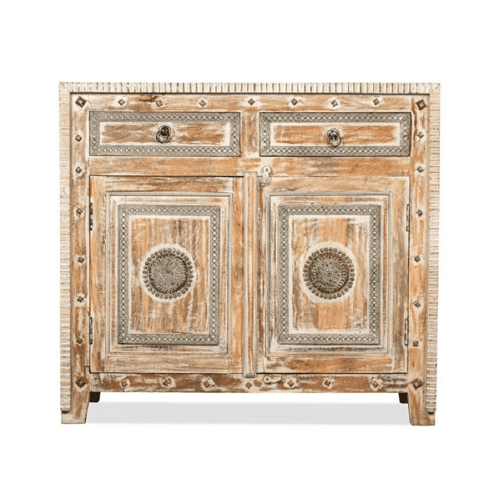 distressed wooden cabinet