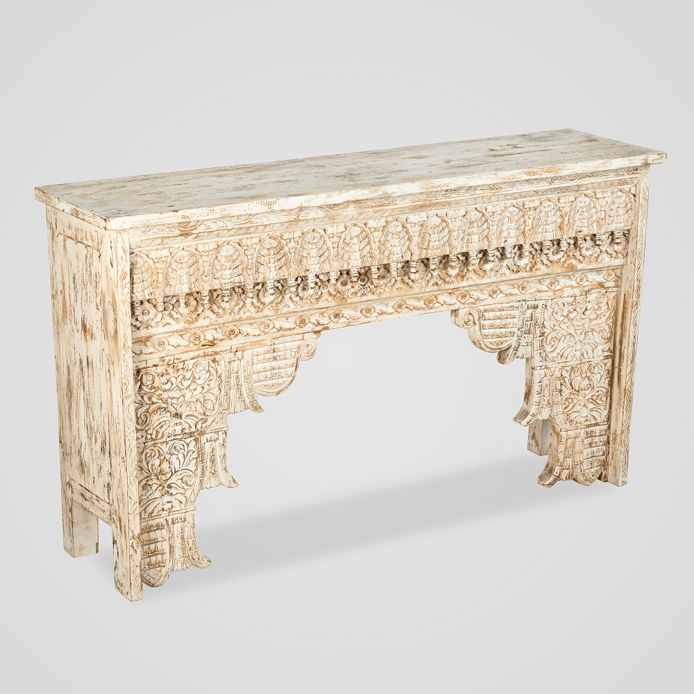 white carving console table