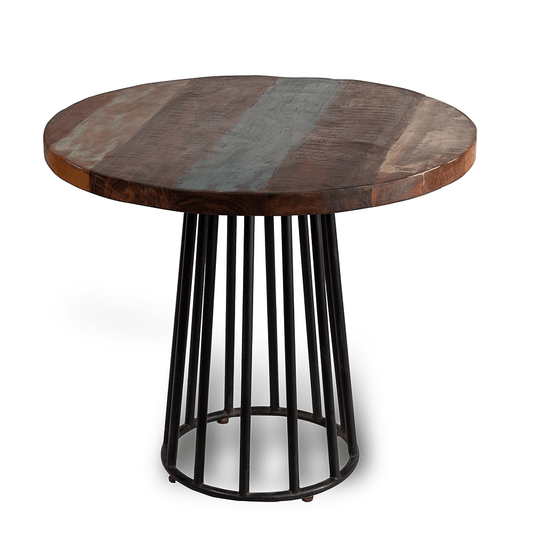 Reclaimed wood round dining table for living room