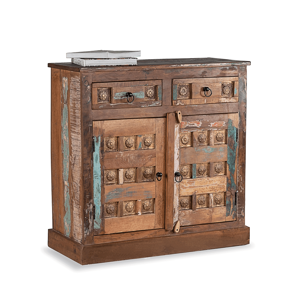Reclaimed wood cabinet for storage