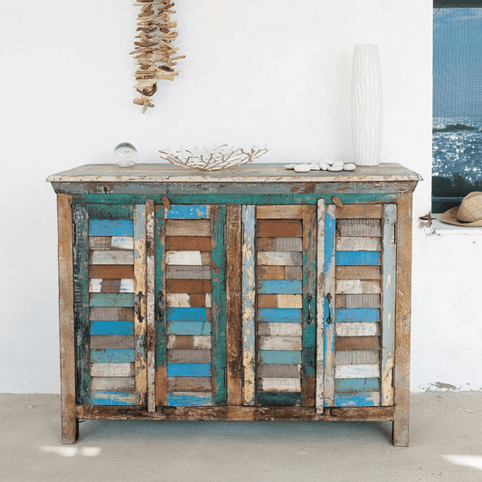 rustic Storage Cabinet with Louvered Doors