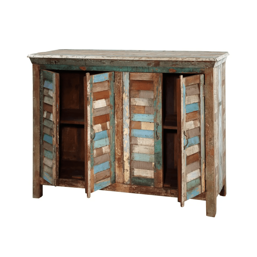 rustic shoe cabinet with  Louvered Doors
