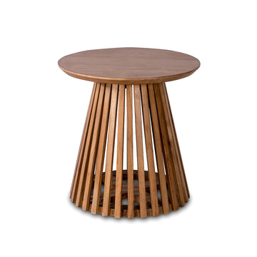 round slatted side table