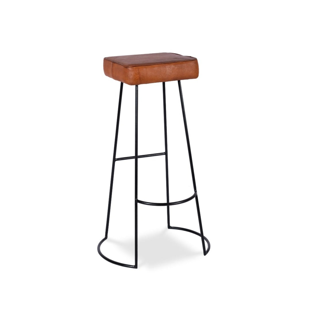 metal bar stool with leather seat