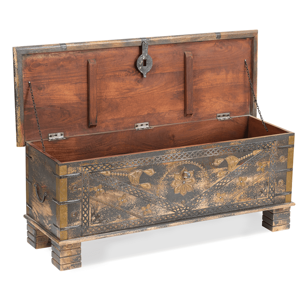 antique wooden trunk box