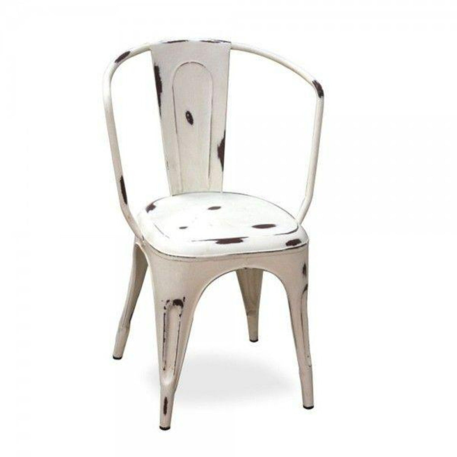 White Distressed Metal Chair